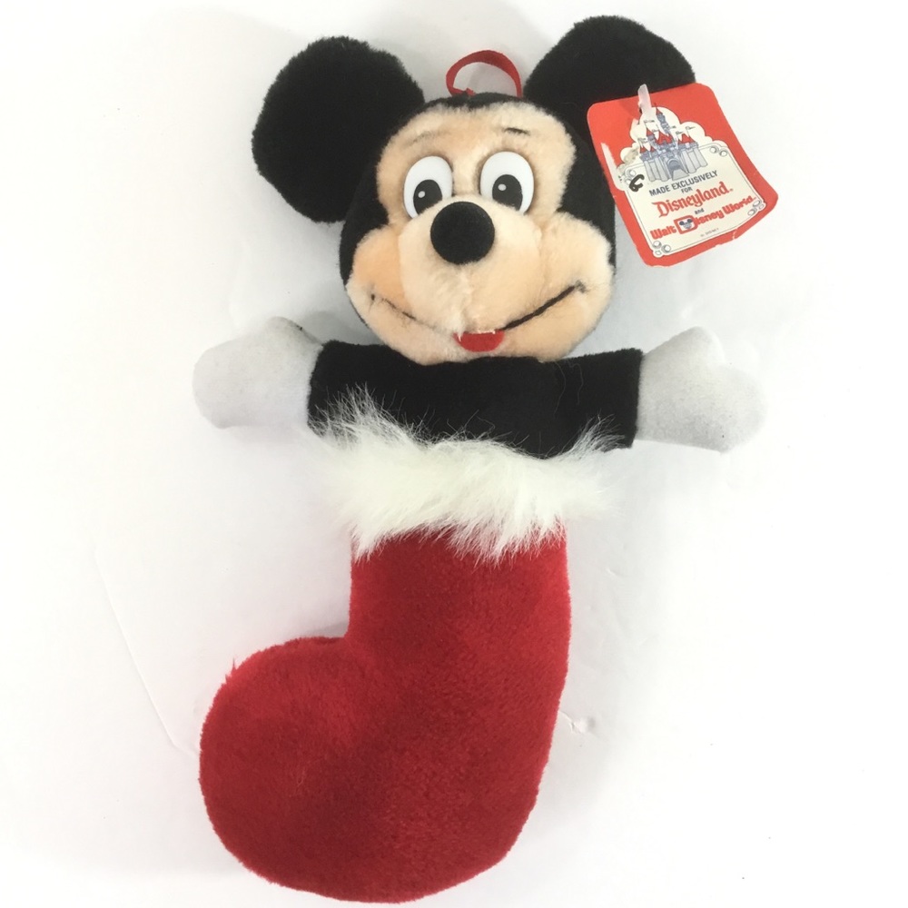 Vintage Disney Canasa Trading Toy Plush Mickey Mouse In Christmas Stocking Korea